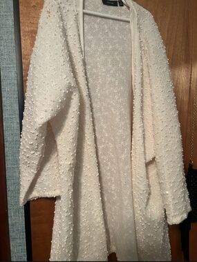 Apt. 9 Cream Open-Front Textured Cardigan